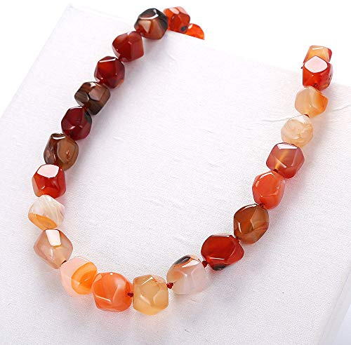 THTHT Collar del Colgante De Piedra Natural Irregulares Cordones Cuadrados Moda Lucky Cura Suéter De Cristal Bohemia Dama Cadena Joyas Reiki Yoga Encanto,Ágata Roja