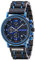 YCYR Herren-Holzuhren, Business Casual Uhr mit Quarz Analog Sub Zifferblatt Datumsanzeige Chronograph Leuchtzeiger, Verstellbares Holzarmband,Blau