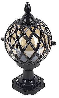 SKYGOO Faro de columna en forma de rejilla, lámpara de columna de jardín de villa de estilo europeo, faro de columna de escalera de pasillo exterior, lámpara impermeable y resistente al óxido para pue