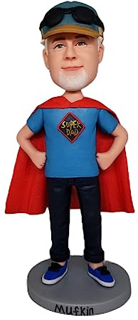 mydedor Figurine à tête branlante de Superpapa en Chapeau, Cadeau d'anniversaire sculpté à la Main pour père, collègue, ami