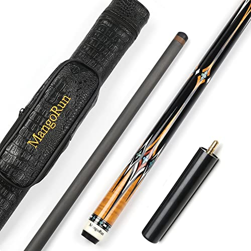 MangoRun Carbon-Faser Pool Cue 12.5mm,1/2 Billard Queue Billardqueue mit geringer Durchbiegung, Etui-Set mit Kleiner Verlängerung