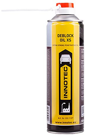 Innotec Deblock Oil XS Extreme – Forte antiruggine – effetto rapido – effetto a lungo termine – miscela di rapidi solventi e lubrificanti – Ruggine Innotec Spray da 500 ml