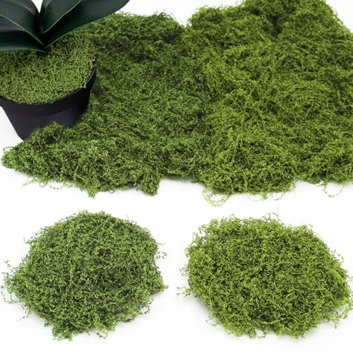 QMLING 200g Kunstmoos zum Dekorieren, Deko Moos zum Basteln, Kunst Künstliches Moos Deko für Aquarium DIY Modellbau (100g Dunkelgrün 100g Hellgrün)