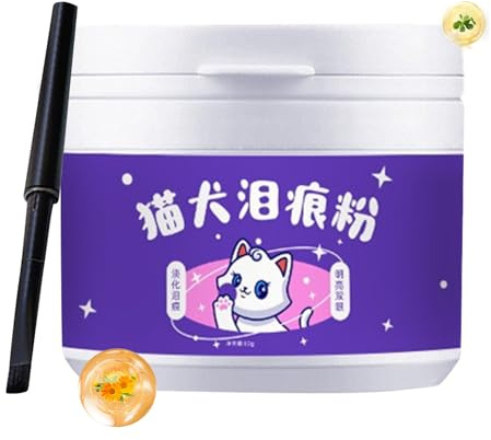 60 g de poudre pour les yeux sans danger pour chiens et chats avec pinceau Détachant naturel des larmes – La formule Eye Rise absorbe et repousse les larmes, fournitures de soins des animaux, poudre