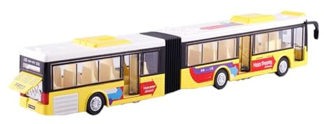 Harilla Kids City Bus Toy Modellino Autobus Articolato in Lega con Funzione di Luci Suoni Porte Apribili E Ruote a Retrocarica Adatto a Bambini Collezionisti, Giallo