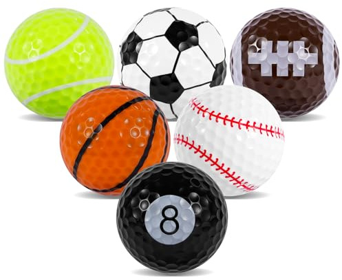 Aiseeok Funny Golf Balls 6 Pack, Novelty Colored Golf Balls for Men and Golfers, Fun Sports Practice Balls, Unique Golf Gifts and Cool Accessories for Birthday, Christmas and Holiday Entertainment