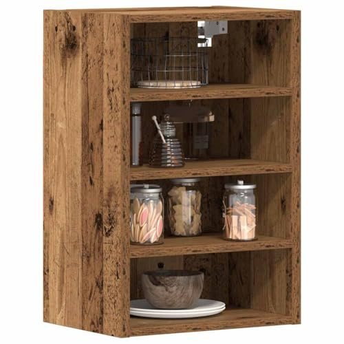 ZQQLVOO Armario Colgante Riga de Madera Vieja 40x29.5x60 cm con Estructura de Madera de ingeniería, gabinete de Pared para Cocina con Amplio Espacio de Almacenamiento, Superficie
