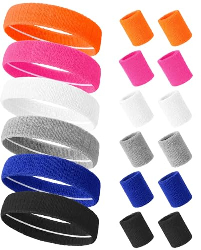 Zuimei 18 Pcs Sports Headbands Wristbands Sweatbands for Ladies Girls Boys | Soft Absorbent Fabric, Comfortable Fit, Perfect for Gym Football Running Dance and Outdoor Activities