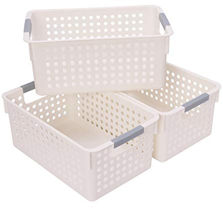 JAKAGO Medium Plastic Storage Baskets Kitchen Cupboards Organiser Baskets