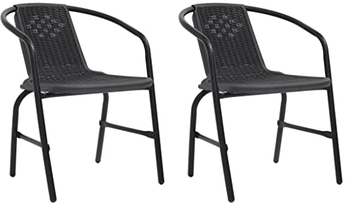 vidaXL 2X Gartenstuhl Stapelstuhl Stuhl Stühle Terrassenstuhl Balkonstuhl Stapelsessel Essstuhl Kunststoff Rattan-Optik Stahl 110kg