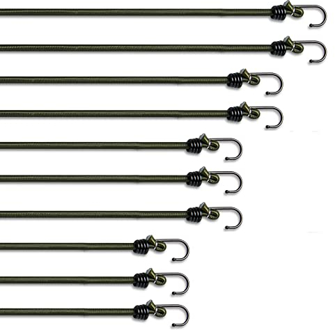 Pluvios Schwerlast 10 Pack Elastisch Spanngummis mit Haken an beiden Enden Camping Shelter Basha Garten Auto DIY - 2 Jahre Garantie (Mix)