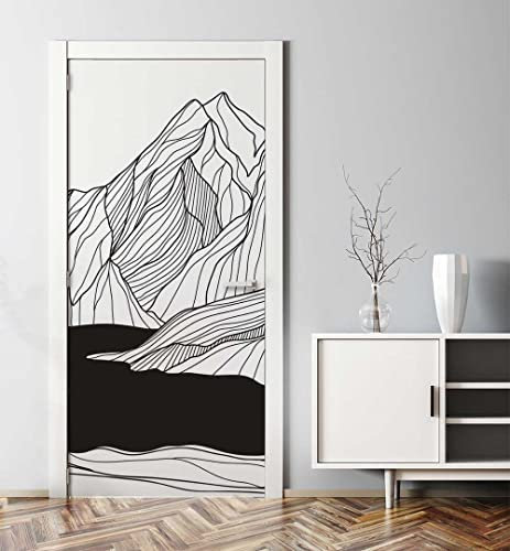 MyMaxxi - Tür bekleben mit Türtapete Türposter Türfolie Selbstklebend 90x200 Vollmond - Tür verschönern Türaufkleber Türklebefolie Malerei Zeichnung schwarz weiß