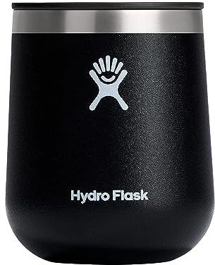 Hydro Flask 10 Oz Wine Glass - Ceramic Stemless Wine Tumbler - Unbreakable with Lid in Black