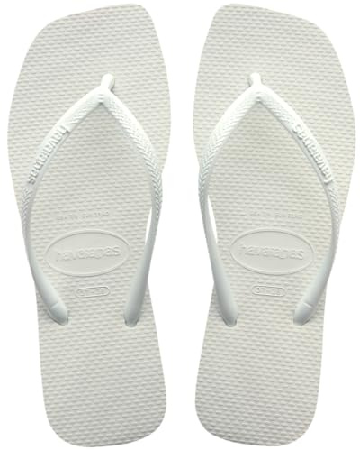 Havaianas Women's Slim Square Flip Flops, White, 9-10 Medium US