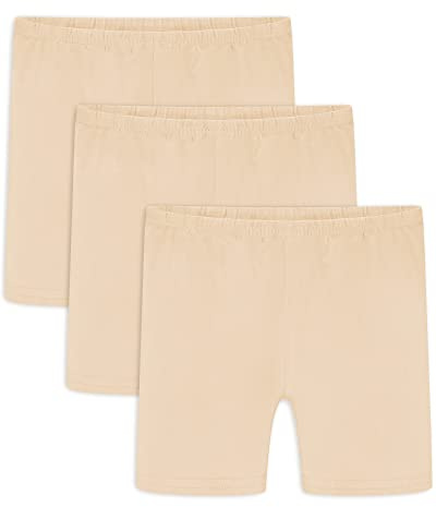 Auranso Girls Bike Shorts Cartwheel Breathable and Safety Biker Under Dress Dance Shorts Skin Color 9-10 Years