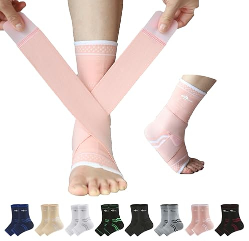 ABIRAM Ankle Brace for Men & Women - Adjustable Compression Sleeve with Wrap, Ion-Matrix Support for Sprained Ankle, Plantar Fasciitis, Achilles Tendonitis Relief - Breathable Gear for Running, Sports