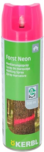 Kerbl Spray de marquage forestier fluo - Bouteille de 500 ml (spray de marquage forestier, peinture en spray rose fluo, à base de bio-carbone, pour bois/métal/béton) 291403