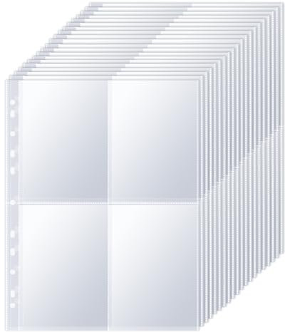 ZYFC A4 Punched Pocket, 30 Pack 240 Photo Sleeves for 2/3/4 Ring Binder, Transparent Double-Sided Sheet Protectors Top-Loading Album Refill Pages