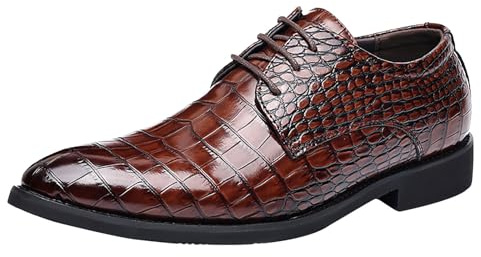 Zapatos de piel de serpiente con estampado de piel de serpiente, zapatos de traje, para hombre, color negro y marrón, formales, para bodas, negocios, zapatos Oxford, marrón, 44 EU