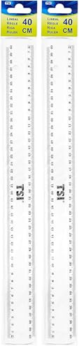 TSI Règle 40 cm en plastique, transparent, N° d'art. 46040 (Lot de 2)