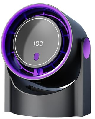 Bladeless Fan, Ultra Quiet Wall-Mounted Desk Fan, LED Digital Display Rechargeable Desk Cooler, 100 Speeds, Circulating Cooling Fans with 3/6 Timer, Blows Cold Air for Bedroom, Office, Kitchen (Black)