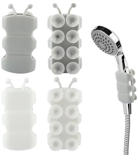 4 soportes de silicona para cabezal de ducha, soporte universal de altura ajustable con ventosa para manguera de ducha estándar, soporte de ducha sin taladrar para baño