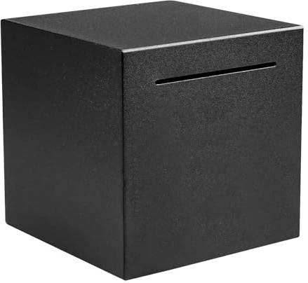 Hucha Negra de Acero Inoxidable, Hucha No Para Abrir, 12x12 cm Debe Romperse Para Abrir, Monedas y Billetes Caja de Ahorro Caja de Seguridad para Adultos y Niños
