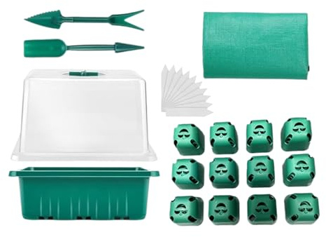 Chaies Aussaat Anzuchtschalen | Pflanzenkeimungsschalen mit belüfteten Feuchtigkeitshauben und Grundplatten - Gewächshauszubehör Für Innenbereich Pflanzenvermehrung Gemüsebeet Vorbereitung Umpflanzen