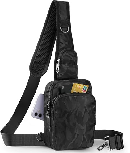 Tibroni Bolso bandolera antirrobo Chest Crossbody Bag bolso de pecho hombres mujeres bolso de hombro impermeable Sling Bag bolso pequeño bolso de mano con cierre de cremallera Lock y bloqueo RFID