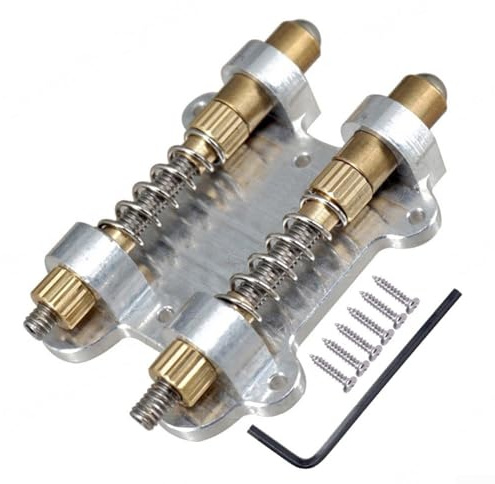 Puente de trémolo de latón ajustable dual para guitarra eléctrica con dispositivo de tapón estabilizador diseñado para un control preciso del sistema de trémolo