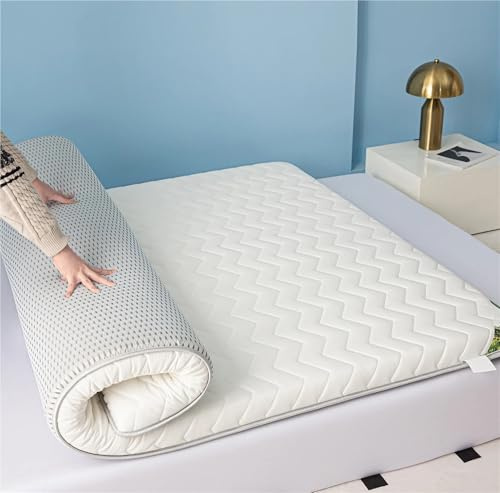 Colchón de futón japonés plegable y enrollable, 8 cm de grosor, portátil, para sofá, cama, camping, cuna, dormitorio, color blanco, 100 x 180 cm