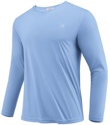 PINSPARK T-Shirt Sport Homme Manches Longues Séchage Rapide Respirant Anti-UV Haut de Course Fitness Col Rond Performant pour Entraînement et Outdoor