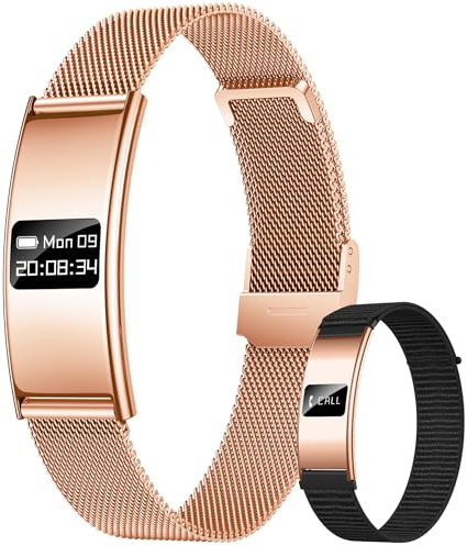 Pulsera Actividad Mujer Fitness Smartwatch: Reloj Inteligente Deportivo Delgado Monitor 24/7 y Sueño Ritmo Cardiaco SpO2 HRV Salud Función 5ATM Impermeable 2 Correas Aviso de llamada para Android iOS