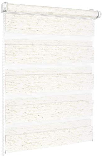 ROLLMAXXX Klemmfix Doppelrollo ohne Bohren 80 x 215 cm – Duo Rollo Tag und Nacht für Fenster – Doppelrollo Klemmfix mit Seitenzug – Fenster Doppelrollo Lichtregulierung – beige Melange
