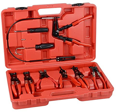 Juego de 9 alicates de abrazadera de manguera de largo alcance para manguera de combustible y aceite