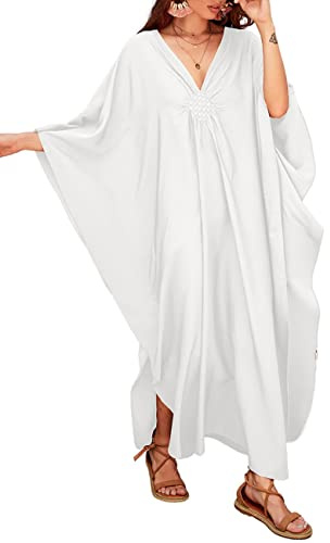 Bsubseach Mujer Traje de baño Cubrir Estampado étnico Kaftan Beach Maxi Vestidos