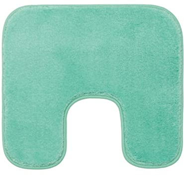 Gözze - Premium Rutschfester Badteppich mit Ausschnitt, RIO, 100% Microfaser, Ideal als WC-Vorlage für Standtoilette, 50 x 45 cm - Mint