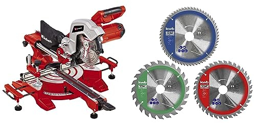 Einhell Zug-Kapp-Gehrungssäge TC-SM 216 (1600 W, Drehtisch mit Schnellverstellung und Einrastpositionen, Laser, L+R Auflagen, Spindle-Lock, inkl. 4 Sägeblättern)