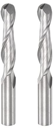sourcing map 2 pz Fresa a Punta A Sfera 6mm Diametro 28mm Lunghezza di Taglio 6mm Gambo Ad Alta Velocità Acciaio 2 Flauti Spirale Upcut CNC Router Bit