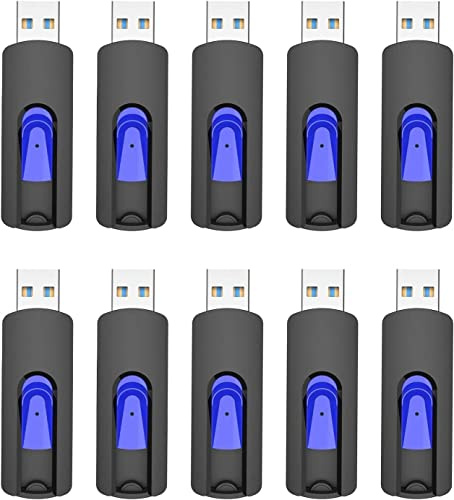 JUANWE 32GB Flash Drive 10 Pack 3.0 USB Thumb Drive Retractable Slide Memory Sticks for Computers Bulk USB Jump Drive Data Storage Pen Drive Blue