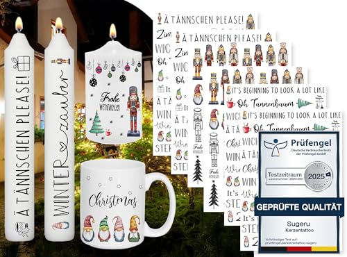 Sugeru - Juego de 6 pegatinas para velas, impresión por transferencia de agua, película deslizante, decoración de velas, proverbios, Pascua, persona favorita, feliz cumpleaños (día de adviento Ⅱ)