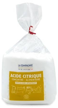 Acide Citrique - Sachet 1kg - Nettoyant Multi-Usages, Détartrage Naturel des Machines à Laver, Anti-Calcaire, Cuisine, Cosmétique - La Compagnie du Bicarbonate - certifié par ECOCERT