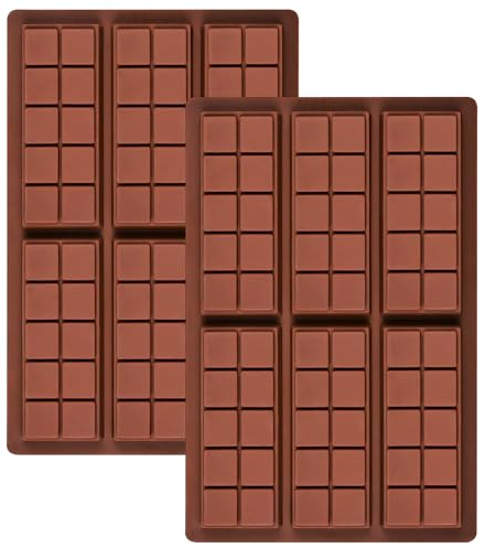 2 Pezzi Stampi in Silicone per Cioccolato, Stampi Silicone 6 Cavità, Stampi per Alimenti Antiaderenti, per Fatti in Casa Praline, Caramelle, Cioccolato, Torta(marrone)