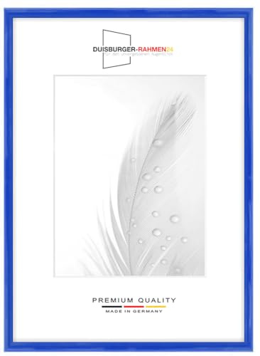 Cornice portafoto in legno sottile, 15 x 27 cm, in blu chiaro e lucido, con vetro sintetico infrangibile e antiriflesso, cornice per poster, puzzle, collage fotografico DR117