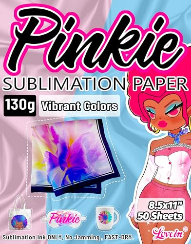 PINKIE sublimeringspapper 8,5 x 11 tum – 50 ark 130 g kompatibel med bläckstråleskrivare för sublimering
