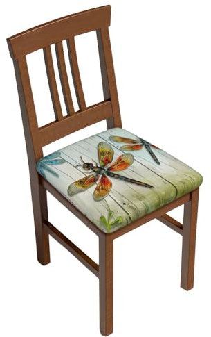 ULKMFFCF Dragonfly Fence Printed Chair Seat Cover 6 Pcs - Square Elastic Stool Seat Cushion Slipcover For Bar Home Office Dining Room