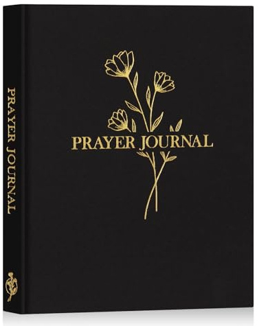 Lanpn Carnet Journal de Priere Chretienne, Livre de Priere et de Réflexions Bible Study, Cahier de Gratitude Prayer Journal Book, Christian Gift Cadeaux Religieux pour Femme, Noir