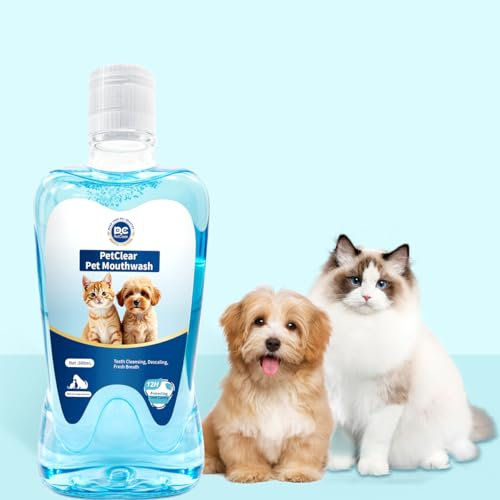 PCpetclear Dental Water Additive For Dogs & Cats 380ml Dog Mouthwash, No Brushing Needed, Simply Add to Drinking Water to Reduce Dental Plaque and Freshen Bad Breath