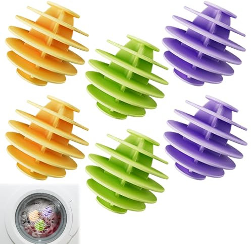 6 Stück Trocknerbälle Trocknerbälle für Wäschetrockner Wiederverwendbar Waschbälle Anti-Tangle Waschbälle für Daunenjacken Wird Verwendet Um Wäschefalten Zu Reduzieren(Gelb Grün Lila)