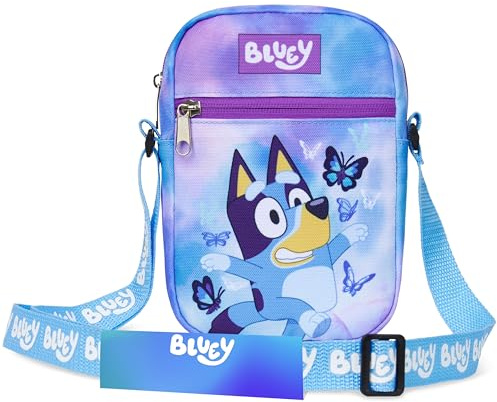 Bluey Bolso Bandolera Niña Bonito Bolsa de Mano para Movil Viaje Bolsos Niña Pequeño con Cruzado Ajustable Regalo para Niñas (Bluey Mariposa)